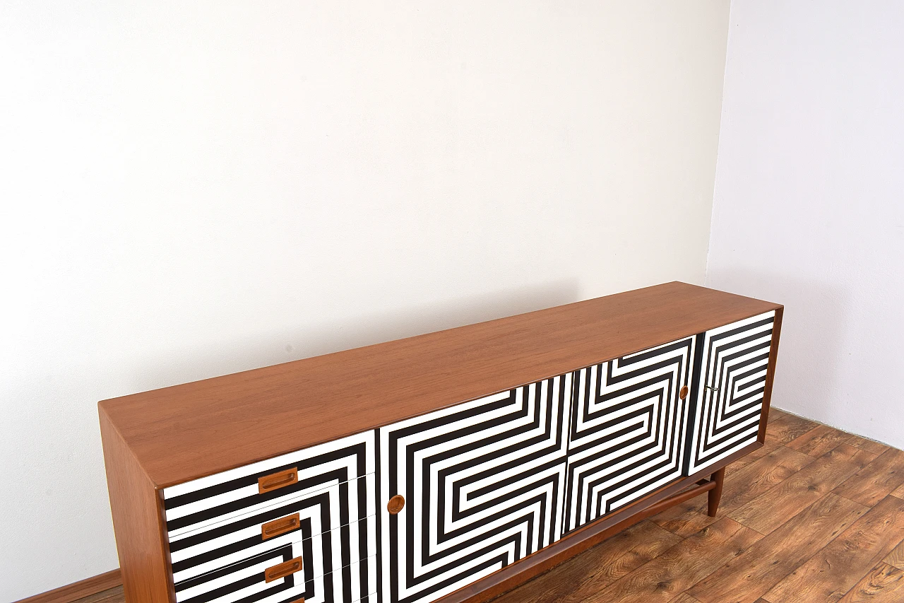 Mid-Century Op-Art Hand-Painted Danish Teak Sideboard, 1960s 16