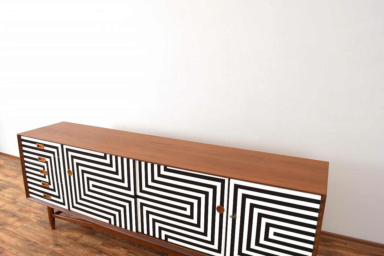 Mid-Century Op-Art Hand-Painted Danish Teak Sideboard, 1960s 17