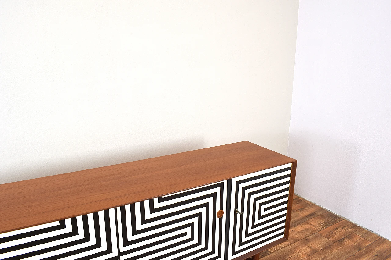 Mid-Century Op-Art Hand-Painted Danish Teak Sideboard, 1960s 18