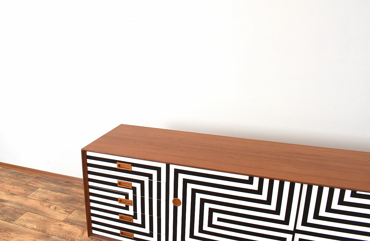 Mid-Century Op-Art Hand-Painted Danish Teak Sideboard, 1960s 19