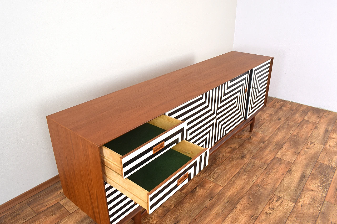 Mid-Century Op-Art Hand-Painted Danish Teak Sideboard, 1960s 20