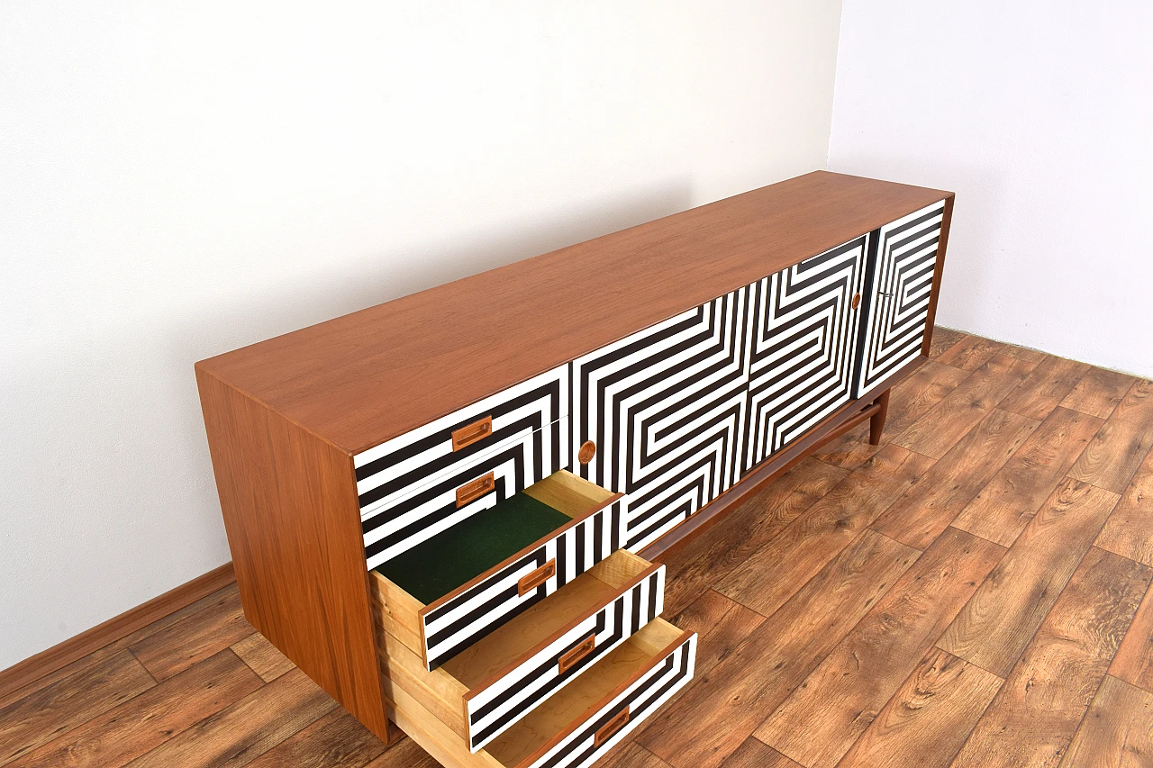 Mid-Century Op-Art Hand-Painted Danish Teak Sideboard, 1960s 21