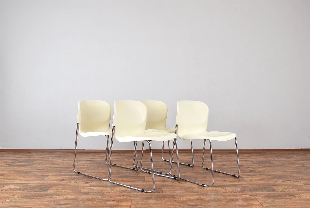 Set of 4 SM400K White Swing Chair by Gerd Lange for Drabert, 1980s 1