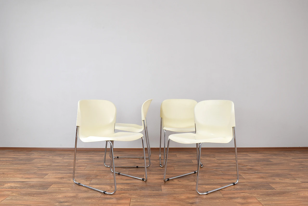 Set of 4 SM400K White Swing Chair by Gerd Lange for Drabert, 1980s 2