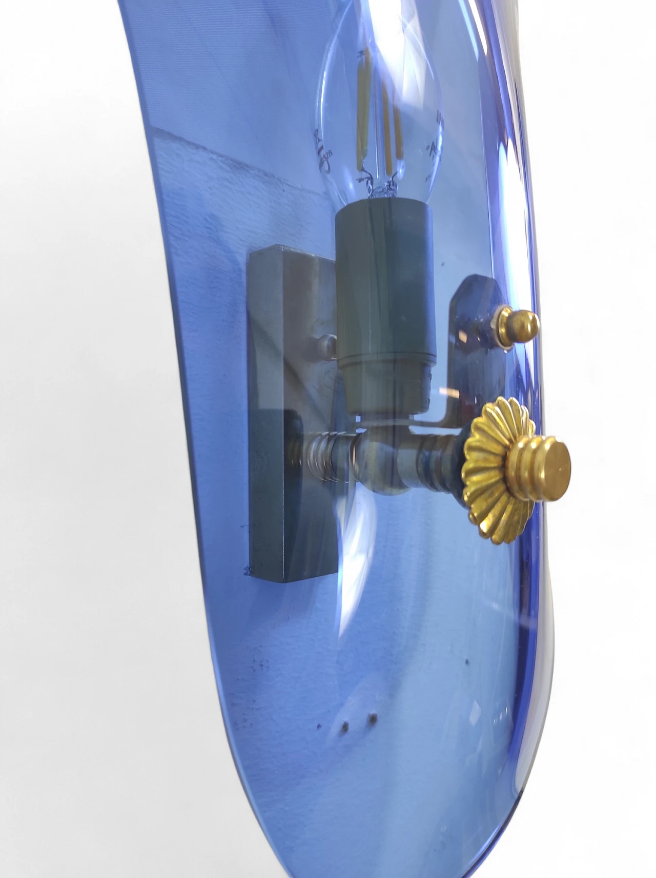 3 Italian blue glass wall lamps, 1950 4