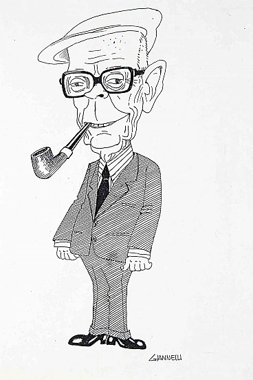 Emilio Giannelli, Caricature of Sandro Pertini, Drawing 2000s