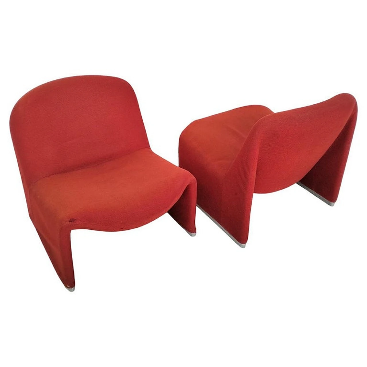 2 red Alky chairs by Giancarlo Piretti for Anonima Castelli  70s 1