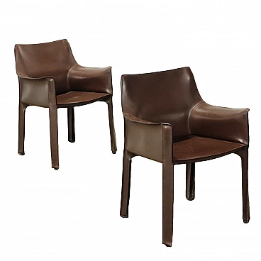 Pair of Cab 413 chairs by Mario Bellini for Cassina, 1980s