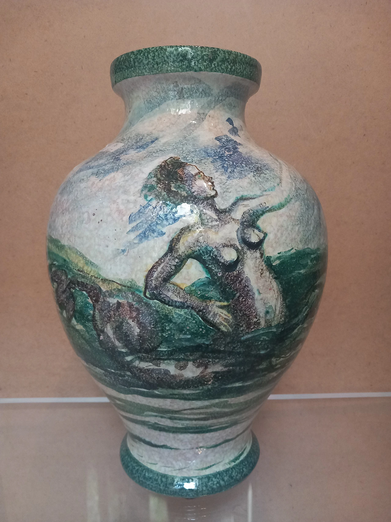 Ceramic artistic vase by Zulimo Aretini, signed, 50s 1