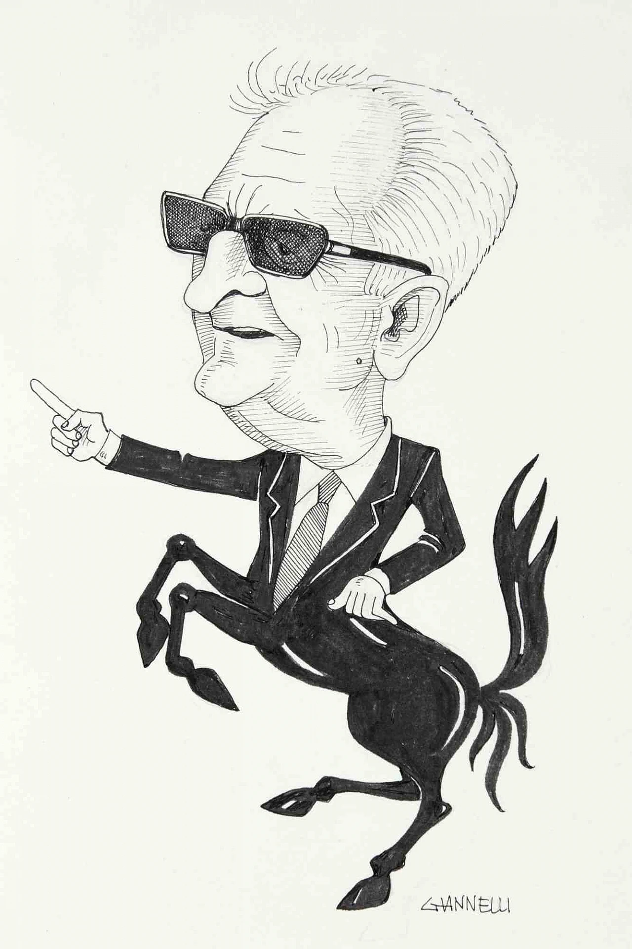 Emilio Giannelli, Caricature of Enzo Ferrari, Drawing 2000s 1