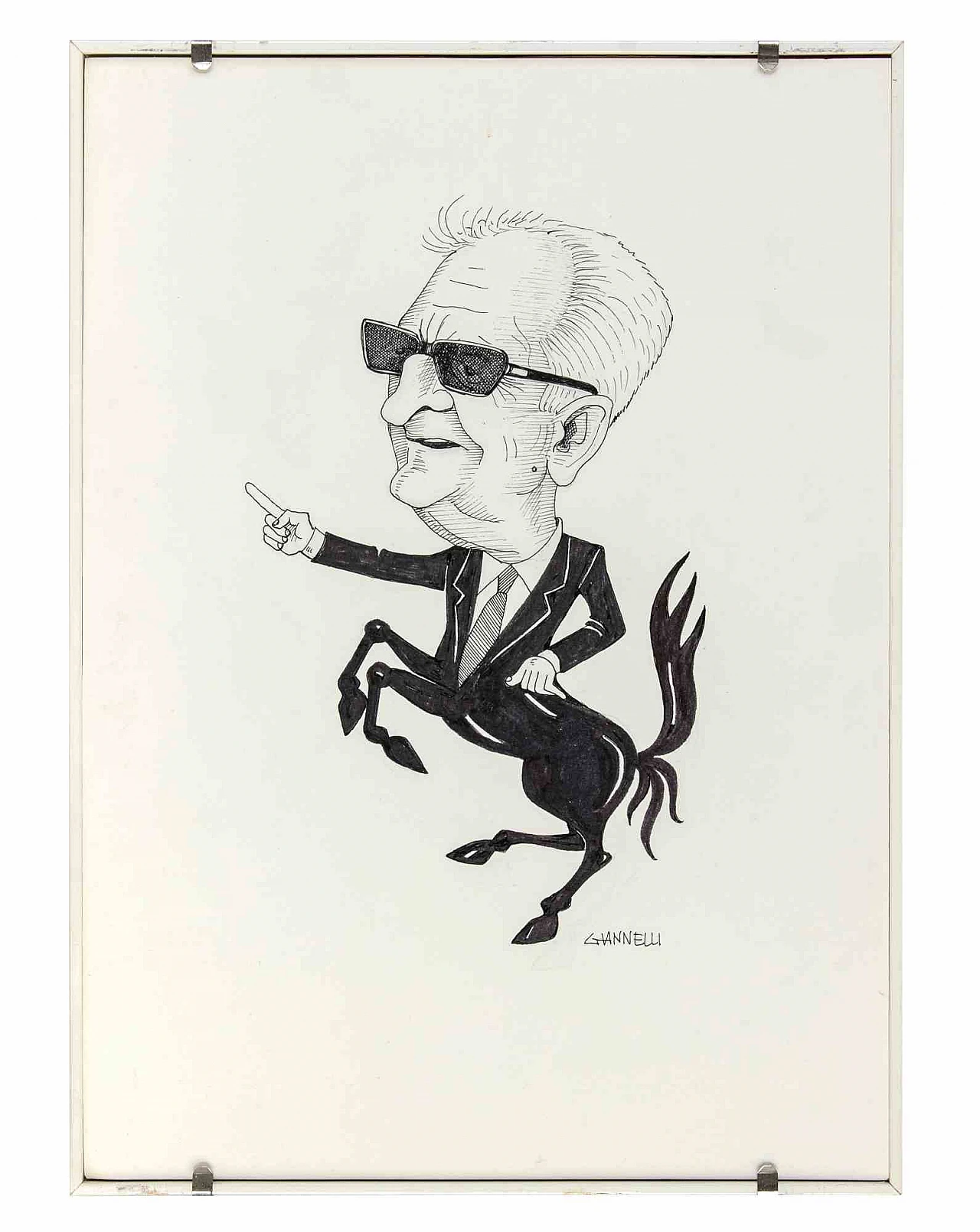 Emilio Giannelli, Caricature of Enzo Ferrari, Drawing 2000s 3