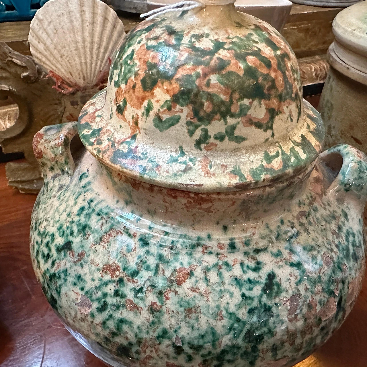 Contenitore per sale in ceramica dipinta a mano, metà '900 2