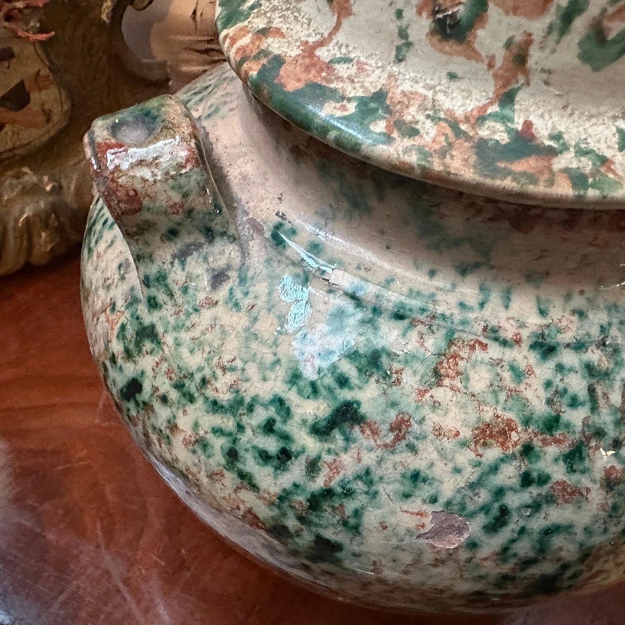 Contenitore per sale in ceramica dipinta a mano, metà '900 6