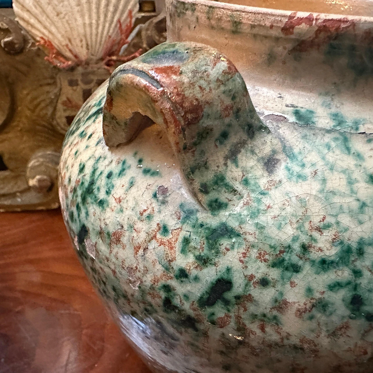 Hand-painted ceramic salt container, mid-19th century 12