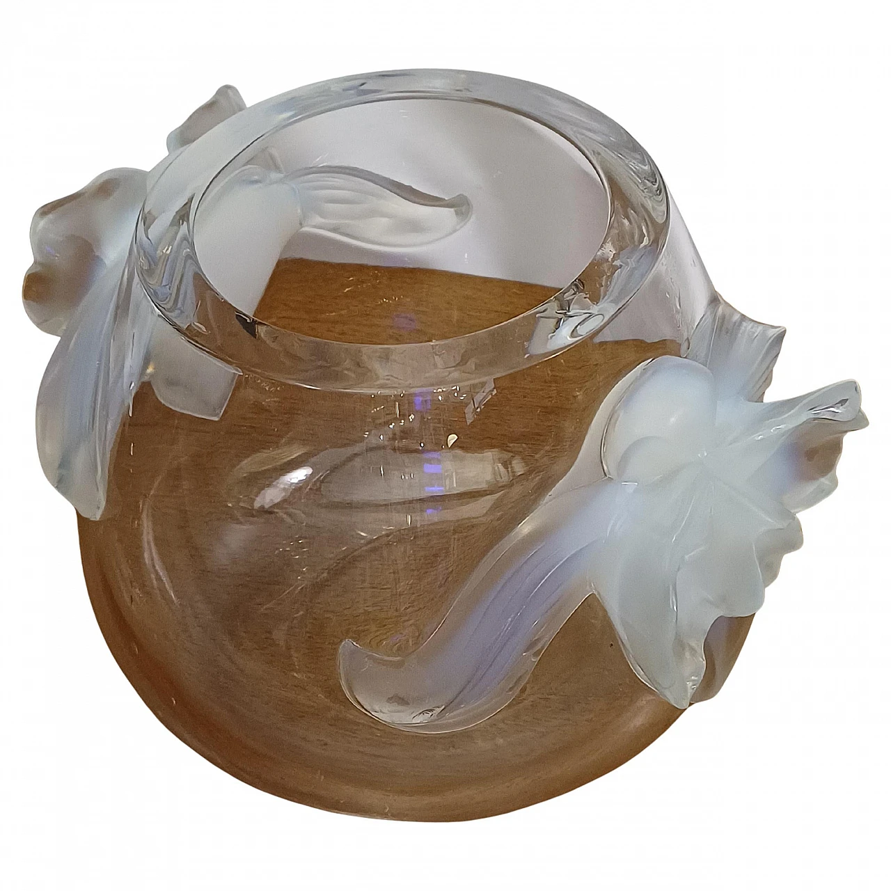 Transparent crystal Orchid vase by Lalique France, 1990s 2