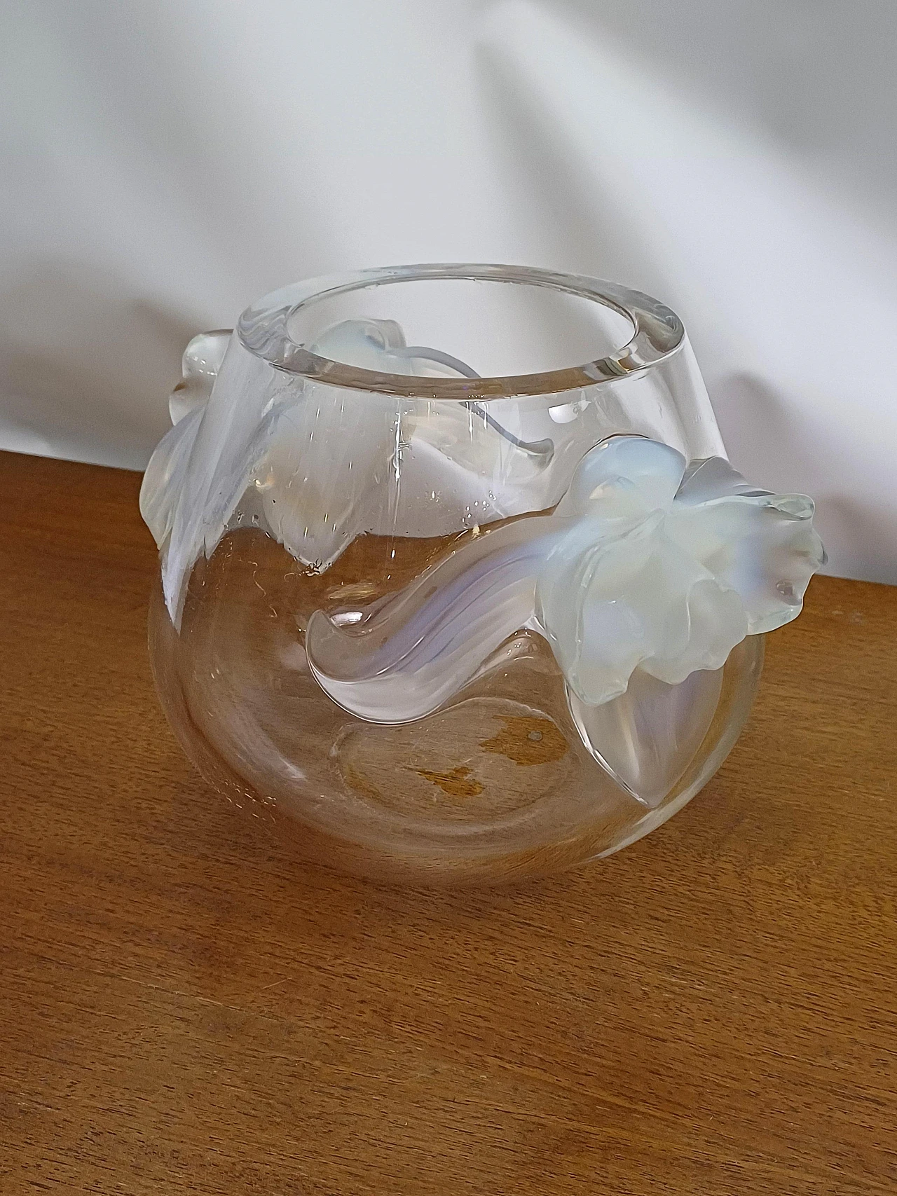 Transparent crystal Orchid vase by Lalique France, 1990s 3