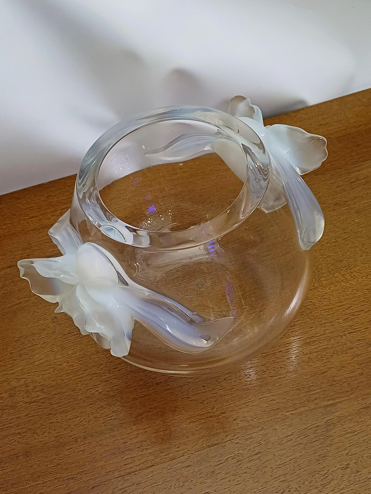 Transparent crystal Orchid vase by Lalique France, 1990s 6