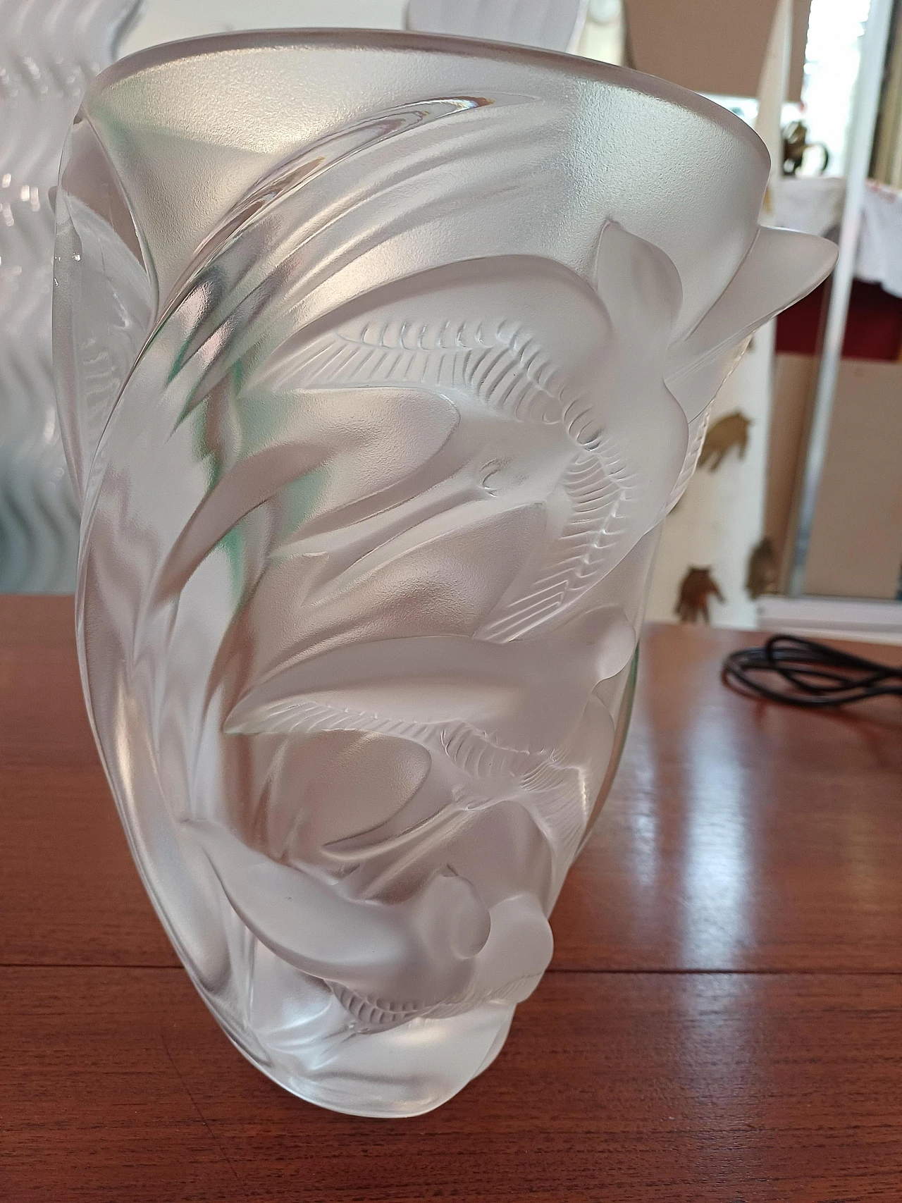 Vaso Martinets in cristallo trasparente di Lalique France, 1982 11