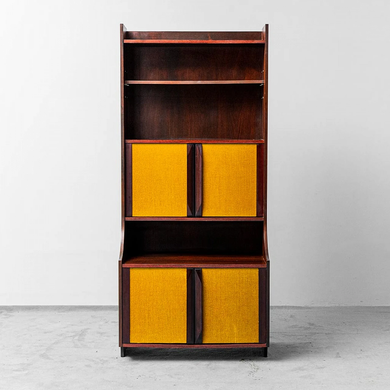 Bookcase cabinet in wood and fabric, 1960s 4