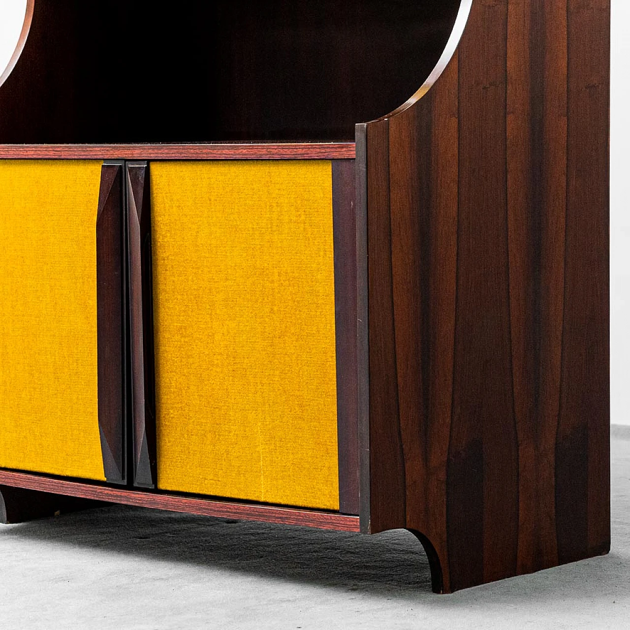 Bookcase cabinet in wood and fabric, 1960s 6