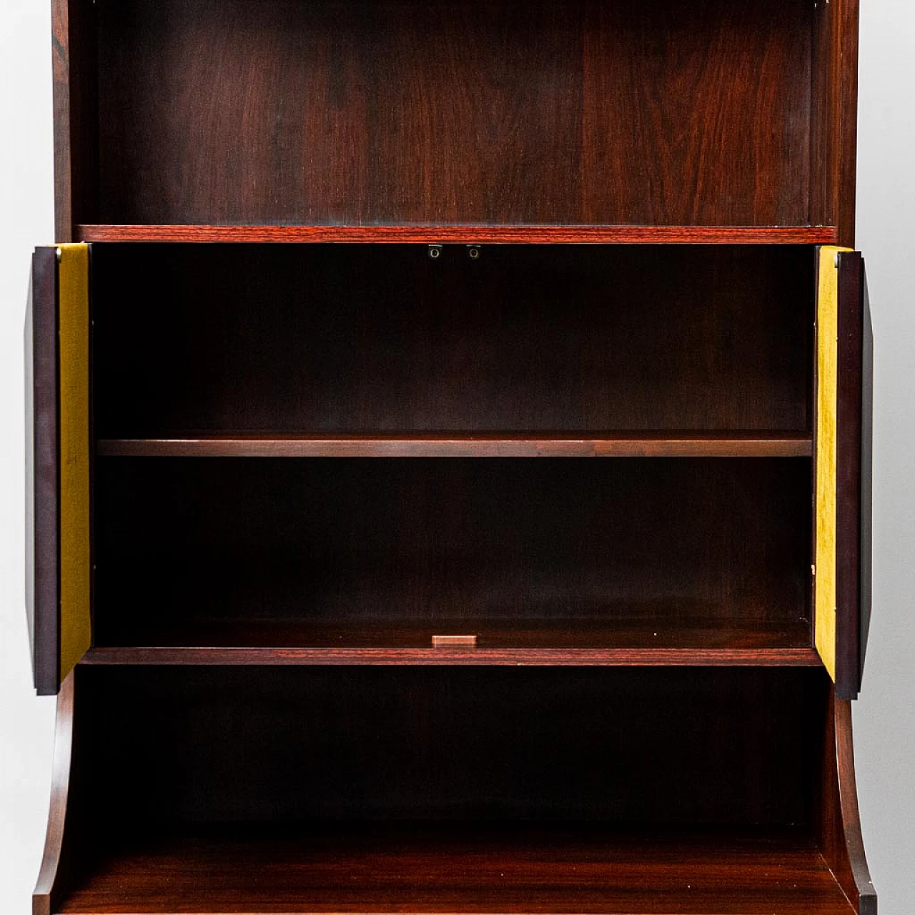 Bookcase cabinet in wood and fabric, 1960s 9