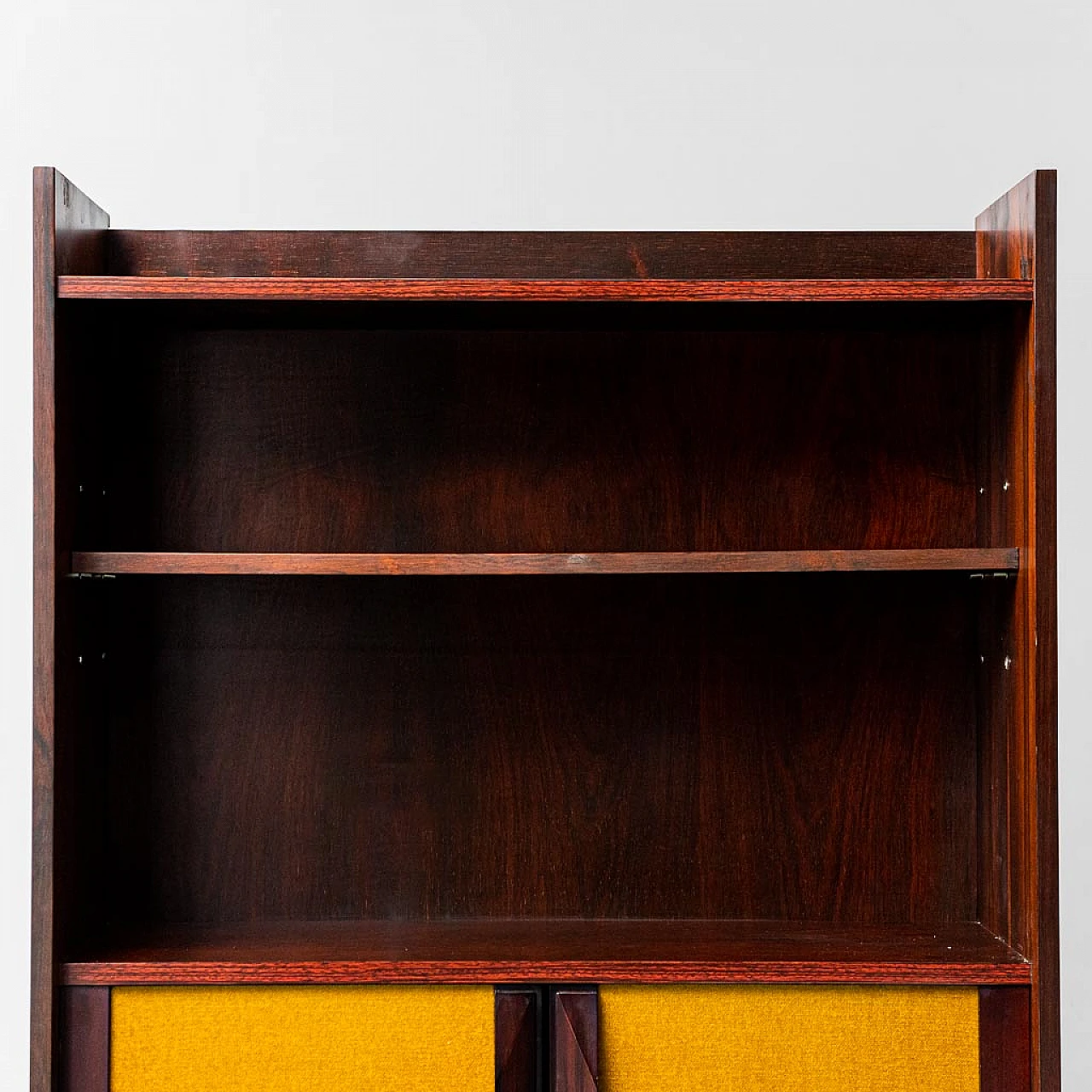 Bookcase cabinet in wood and fabric, 1960s 10