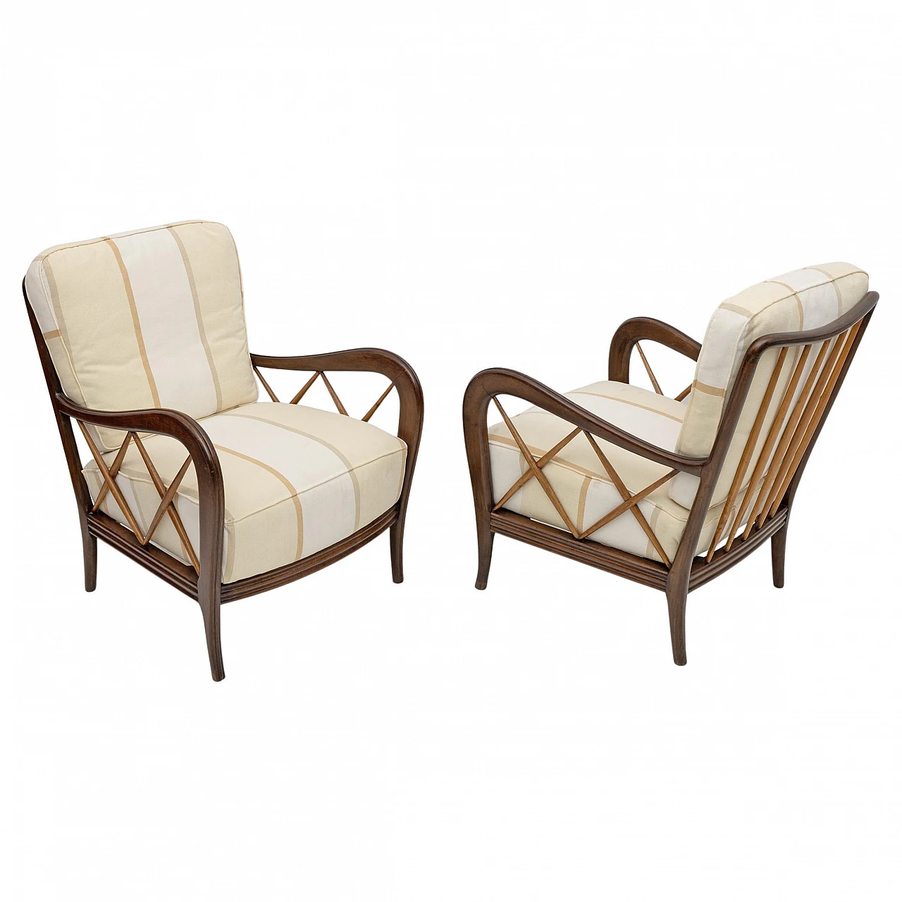 Pair of Paolo Buffa Mid-Century Modern Italian Walnut Armchairs, 1950s 1