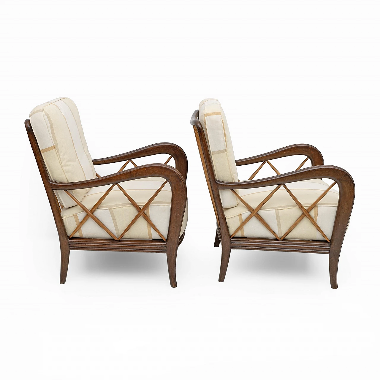 Pair of Paolo Buffa Mid-Century Modern Italian Walnut Armchairs, 1950s 3