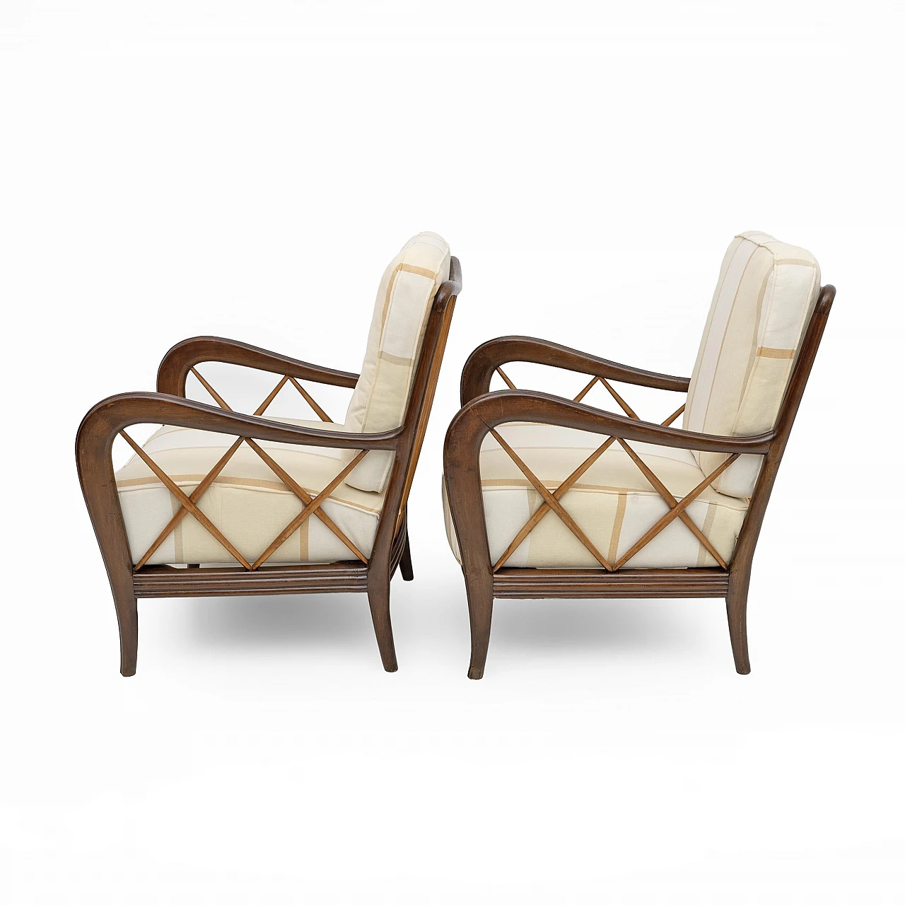 Pair of Paolo Buffa Mid-Century Modern Italian Walnut Armchairs, 1950s 5