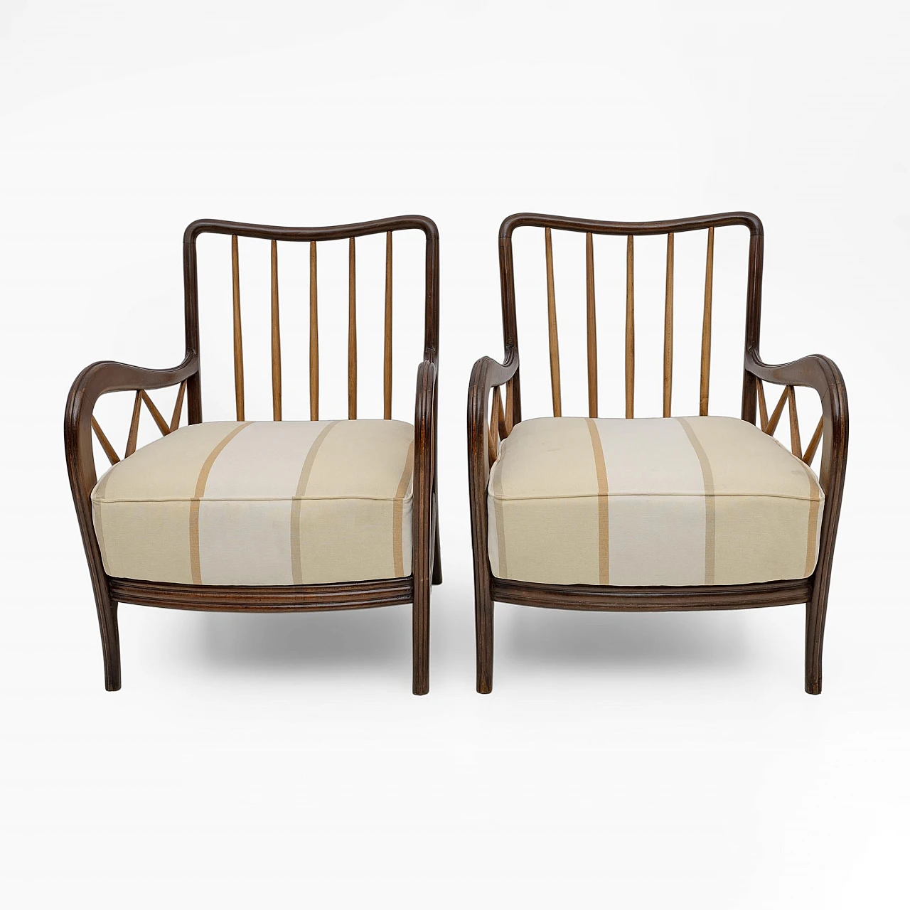 Pair of Paolo Buffa Mid-Century Modern Italian Walnut Armchairs, 1950s 6