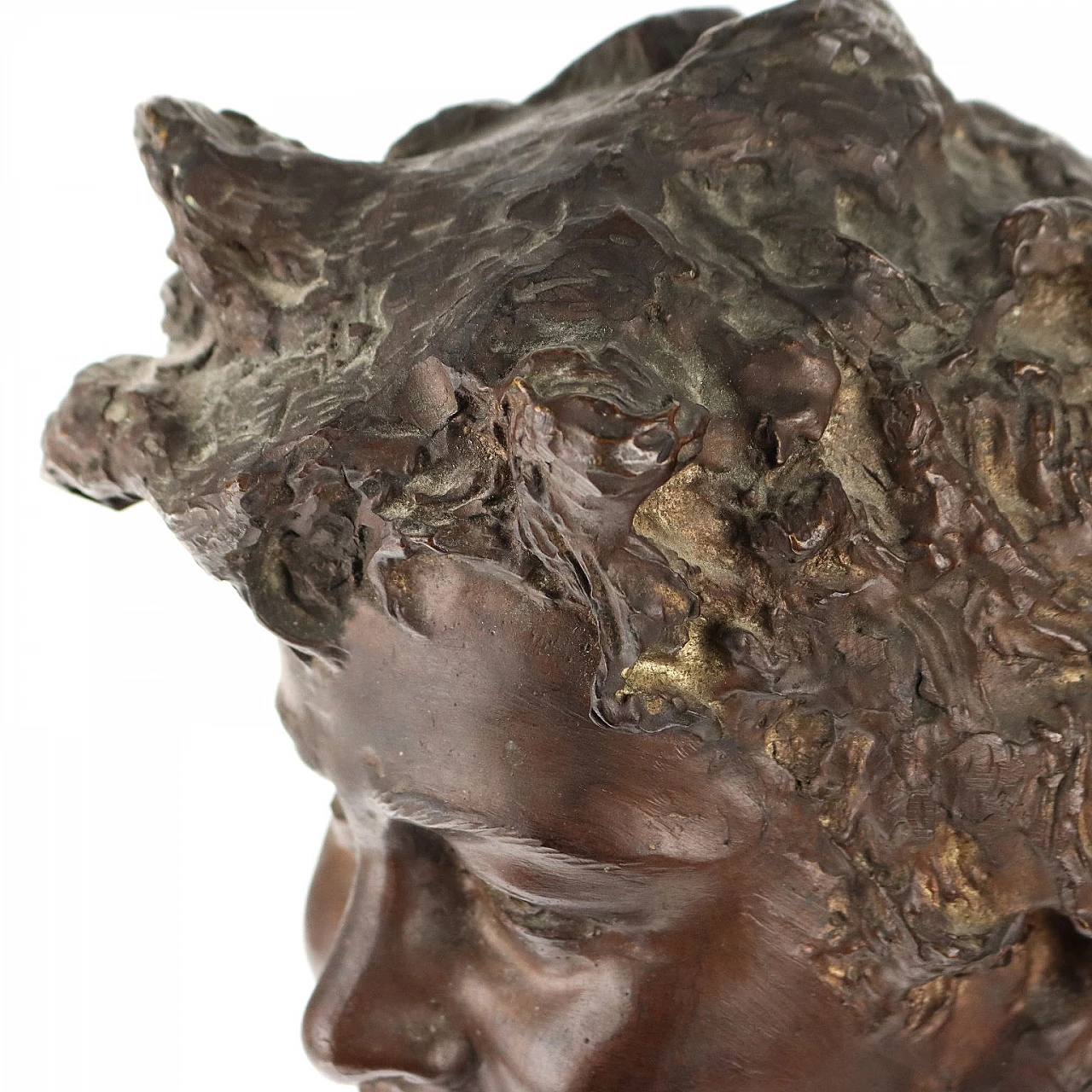 Vincenzo Cinque, Bust of a boy, bronze and marble sculpture 5