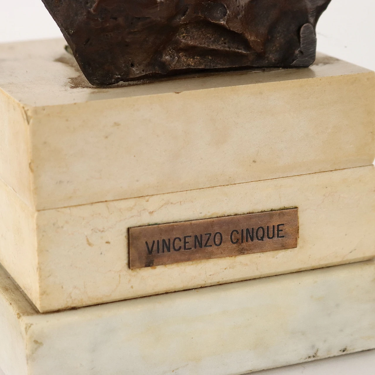 Vincenzo Cinque, Bust of a boy, bronze and marble sculpture 8