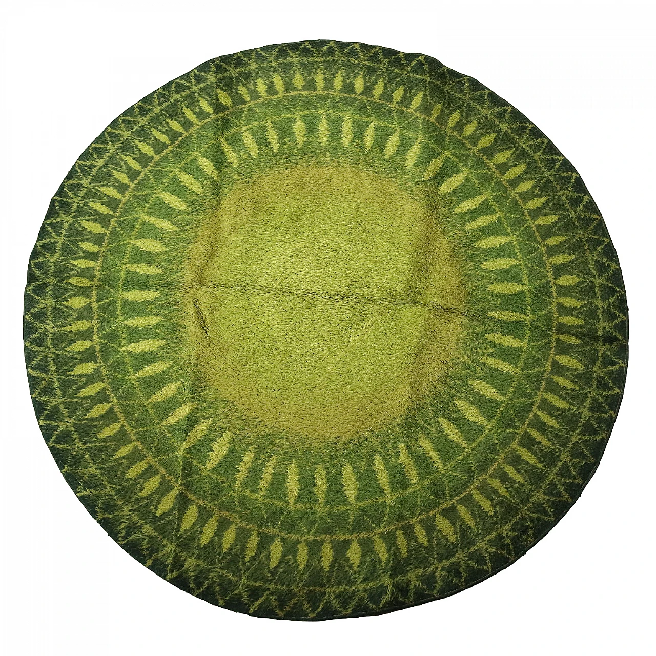 Green wool cotton round rug 1