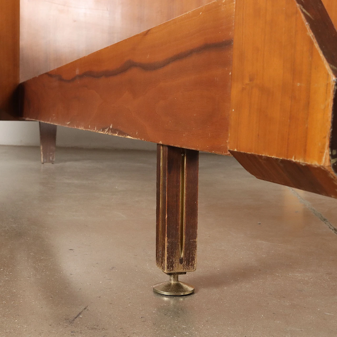 Mahogany veneered double bed with hanging nightstands, 1960s 9