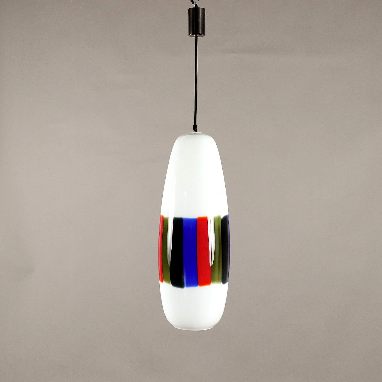 Glass and brass chandelier attributed to M. Vignelli, 1960s 6