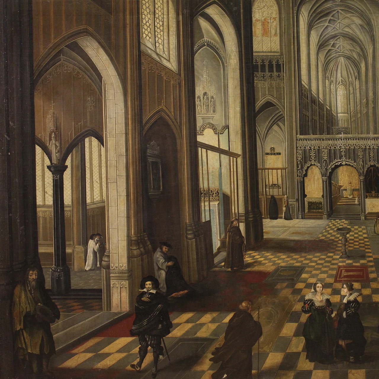 Interior of the Antwerp Cathedral, painted by the Flemish school of the 17th century 7