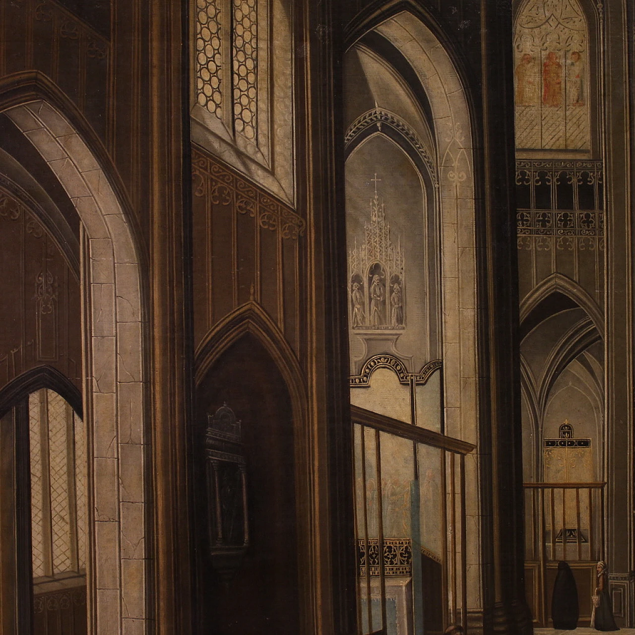 Interior of the Antwerp Cathedral, painted by the Flemish school of the 17th century 12