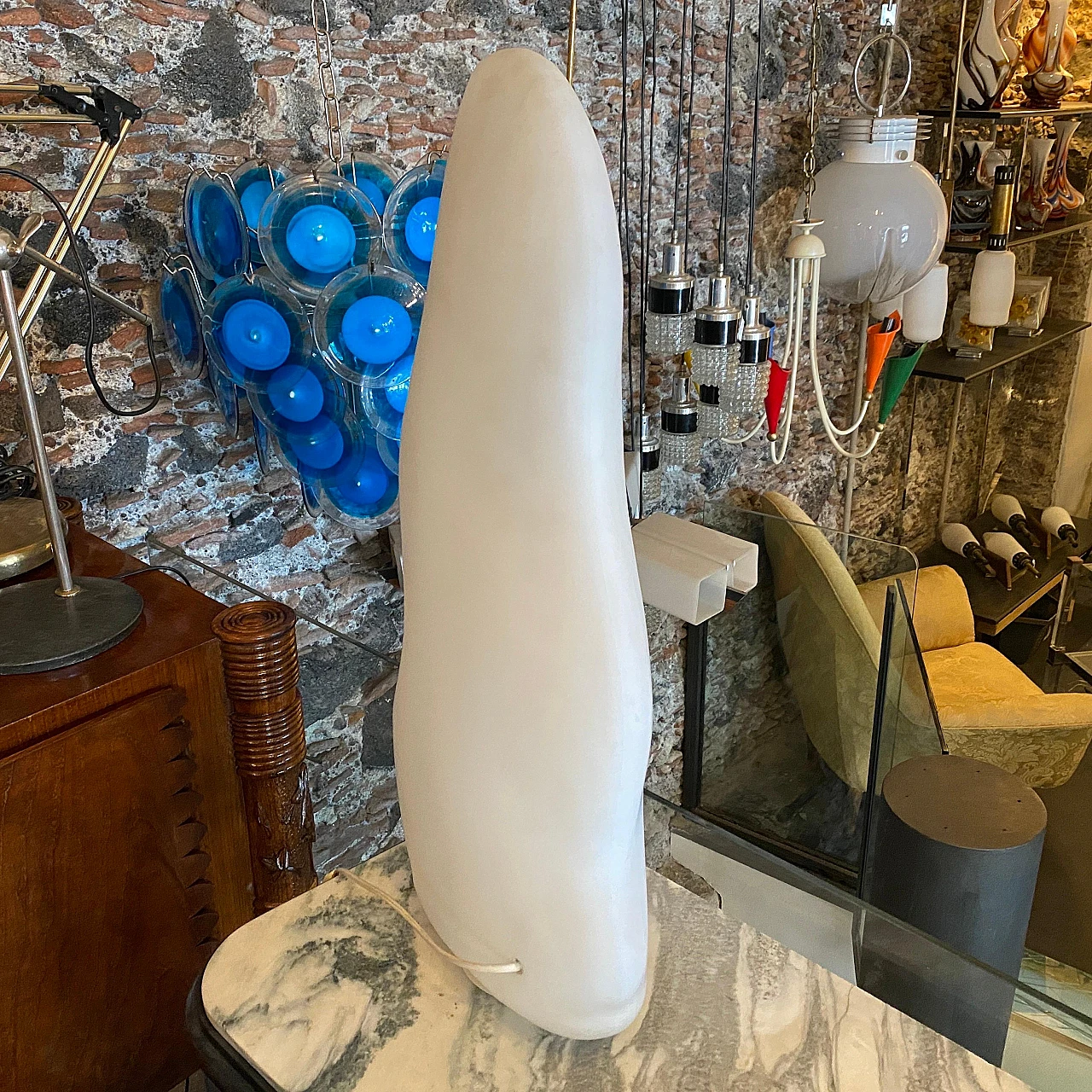 Iceberg frosted glass table lamp 1980s 4