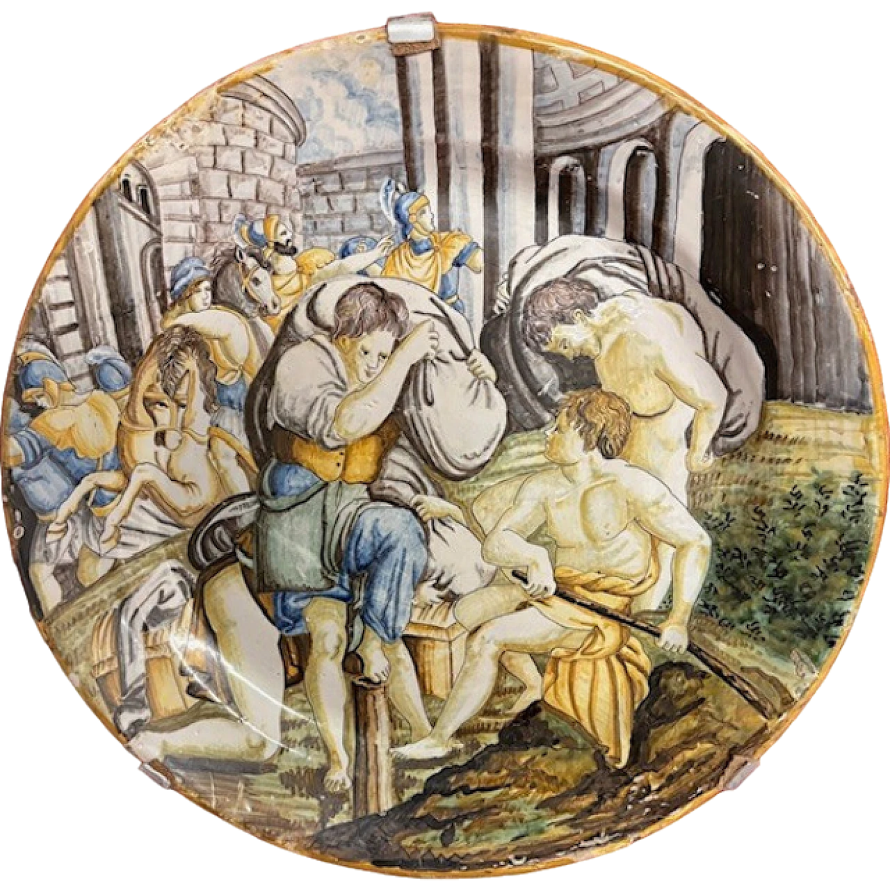 Majolica plate depicting popular scene, 18th century 11