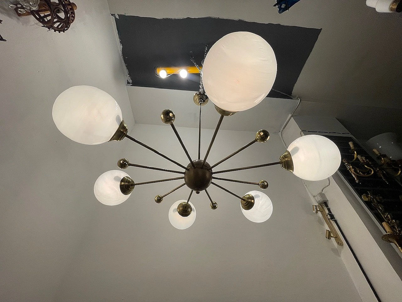 Lampadario Sputnik a 6 luci, 1960s 3