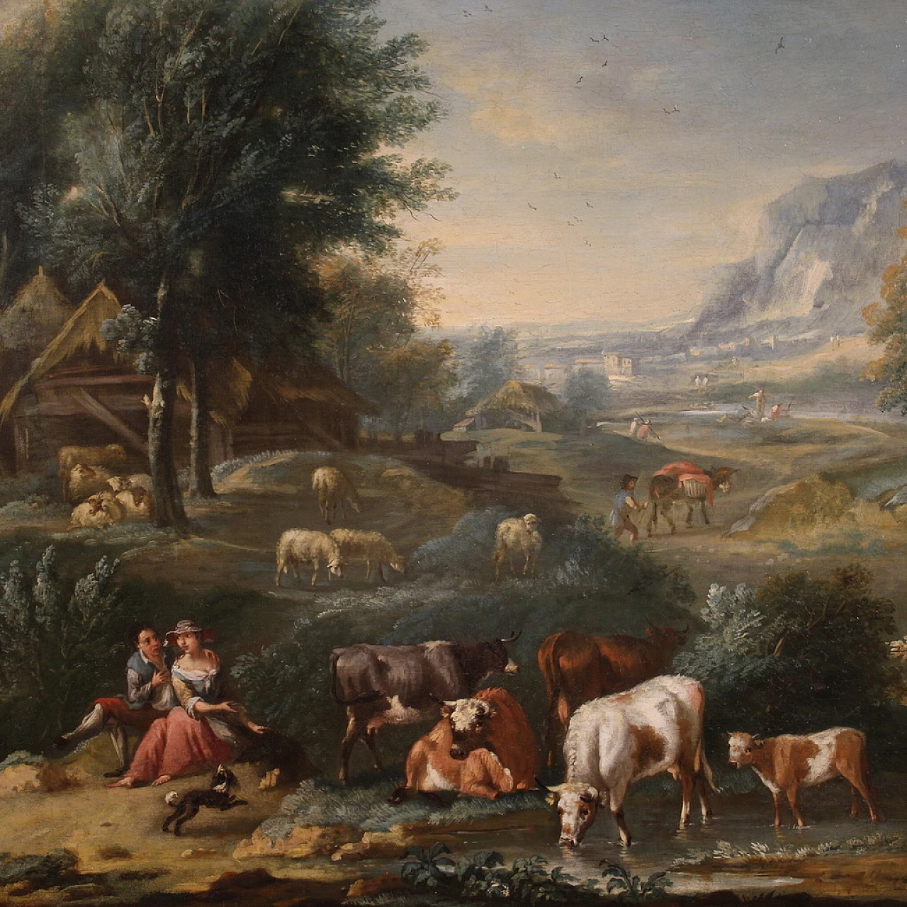 Refined bucolic landscape painting from the 18th century 2