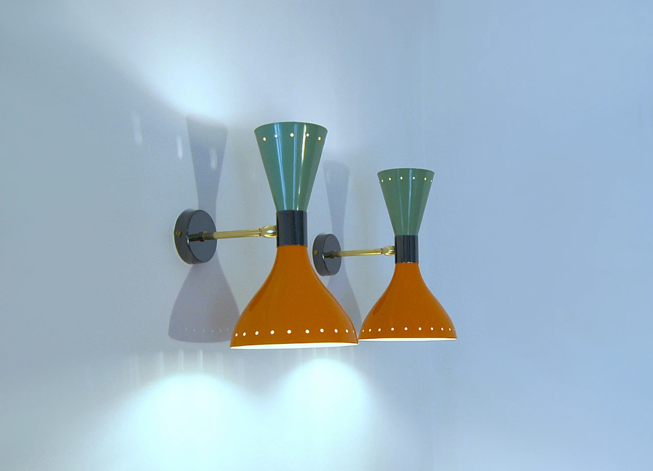 Pair of Wall Lamp green and orange, 2000 1