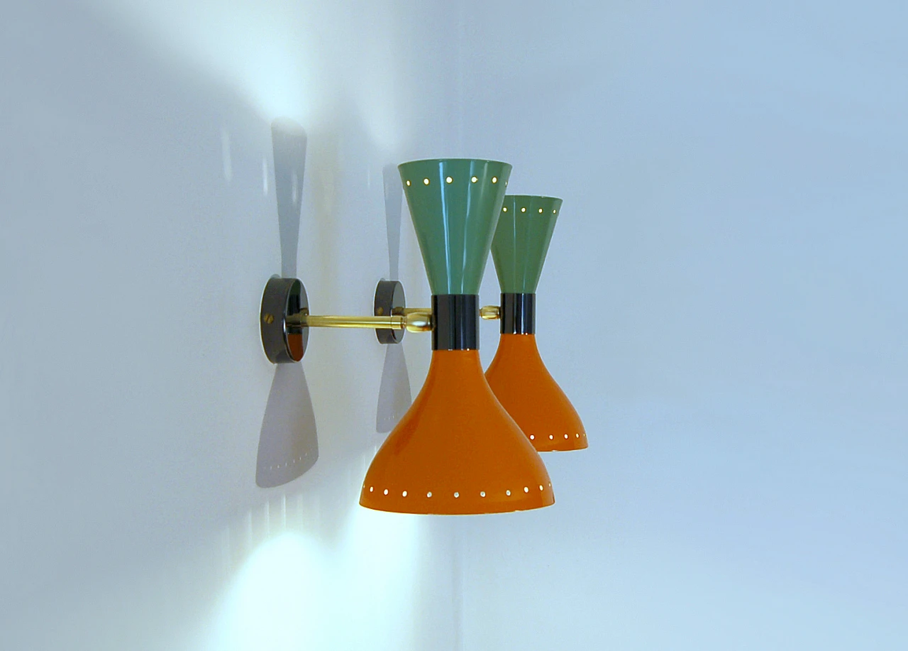 Pair of Wall Lamp green and orange, 2000 2