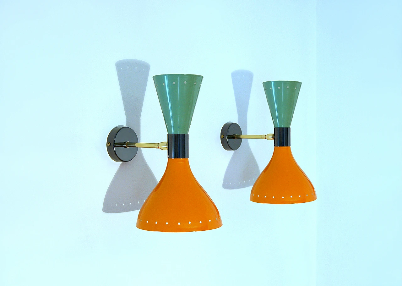 Pair of Wall Lamp green and orange, 2000 4