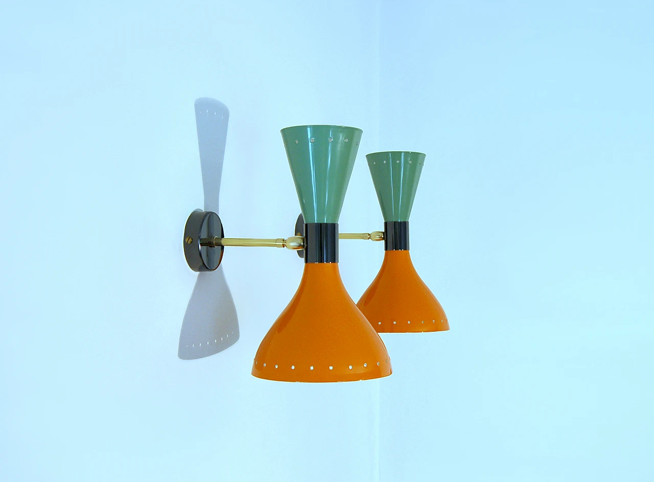 Pair of Wall Lamp green and orange, 2000 6