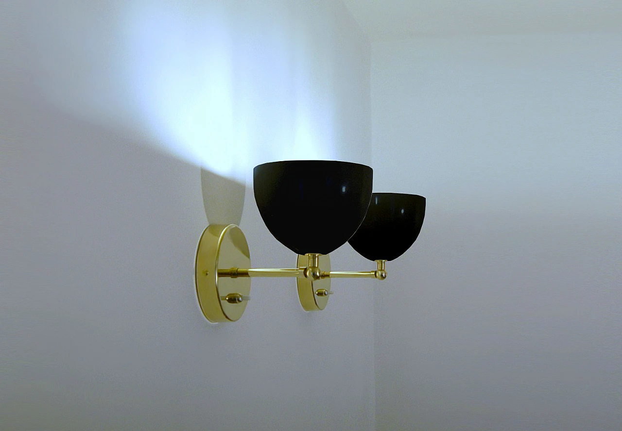 Wall lamp in metal and brass black, 2000 1