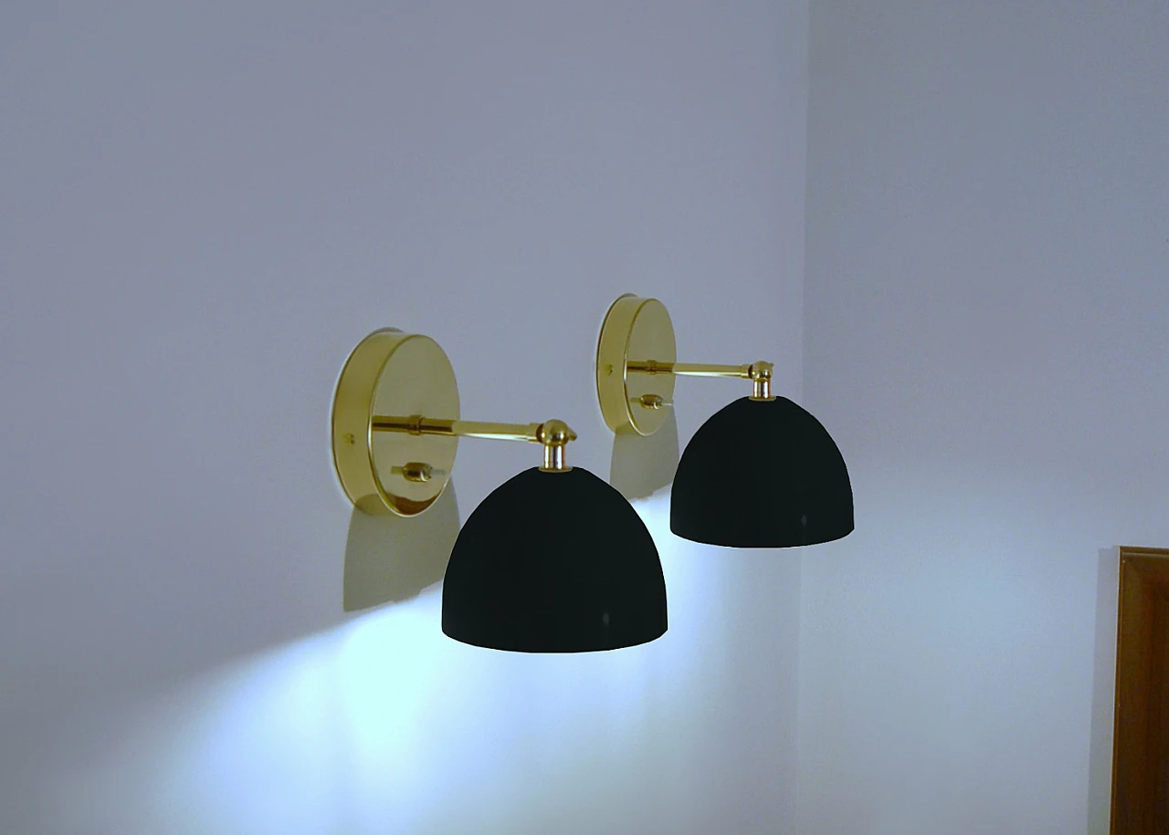 Wall lamp in metal and brass black, 2000 2