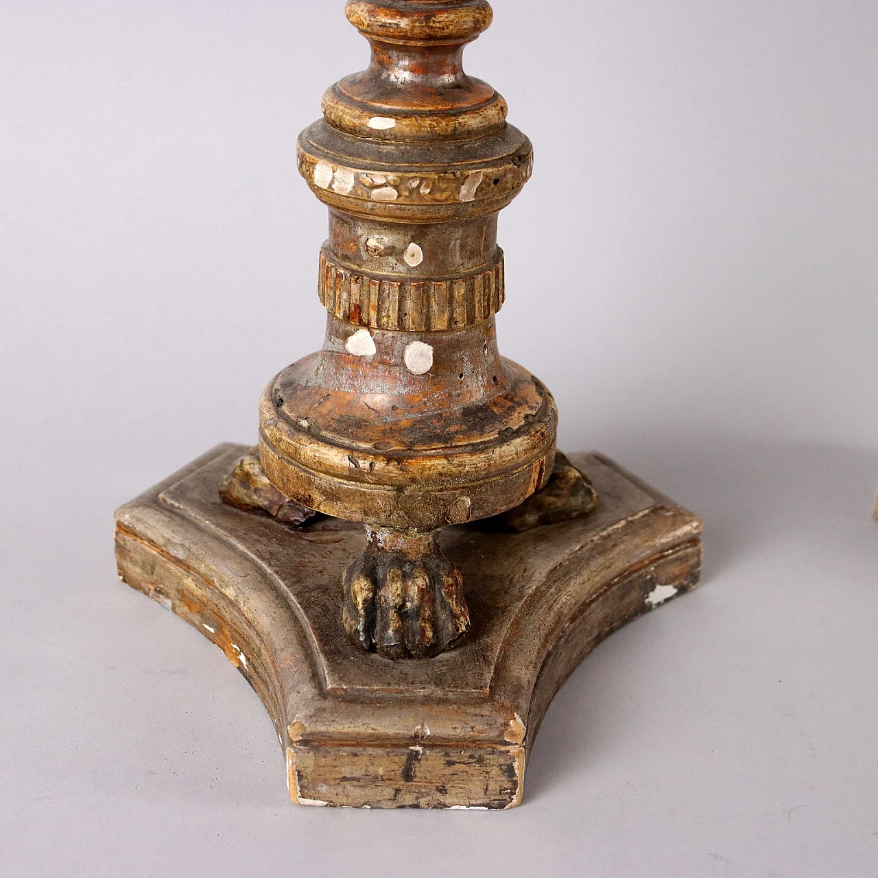 Pair of Empire carved wooden table candlesticks, early 19th century 7