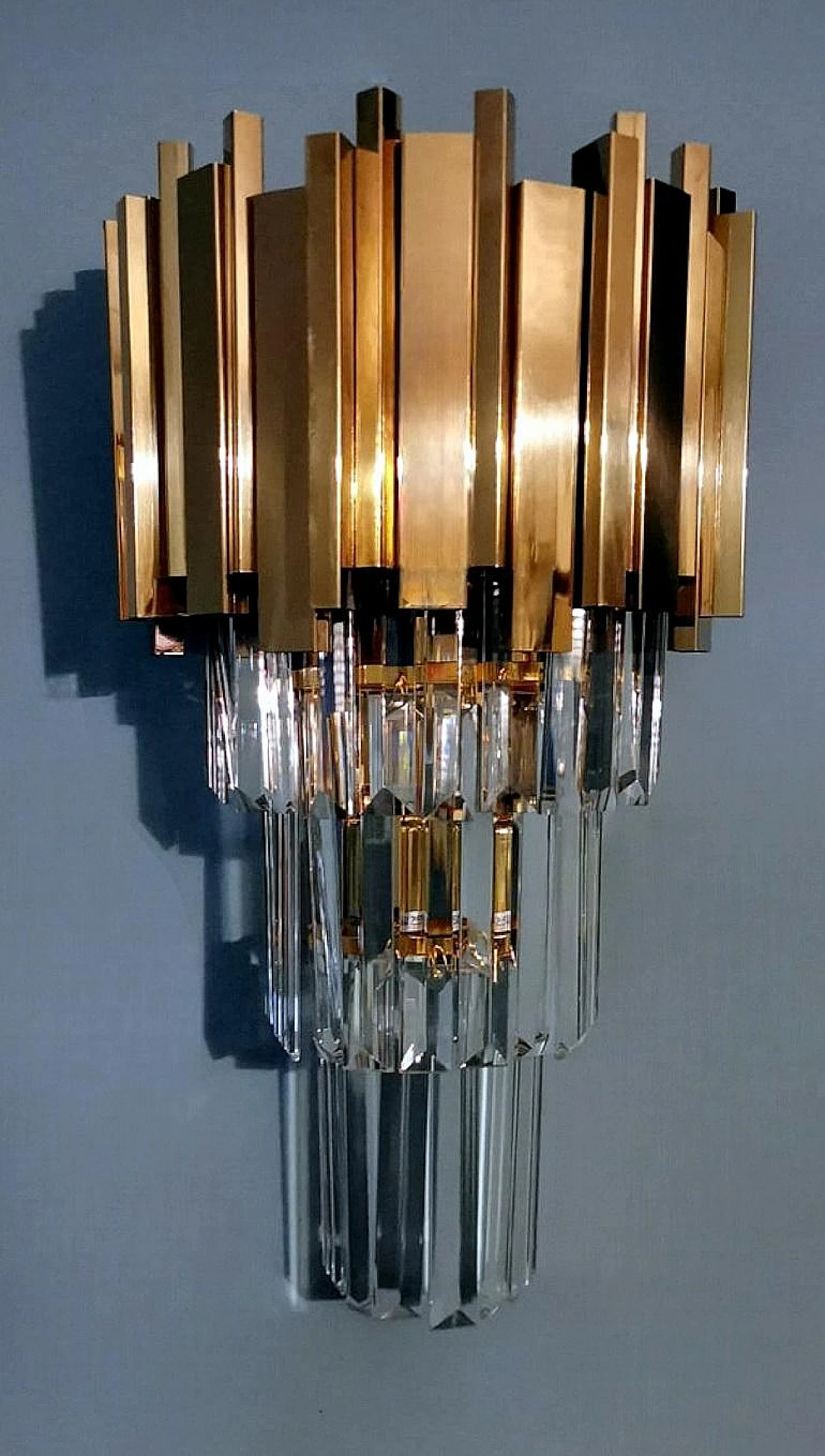 Venini style wall sconce in Murano glass and brass, late 20th century 2