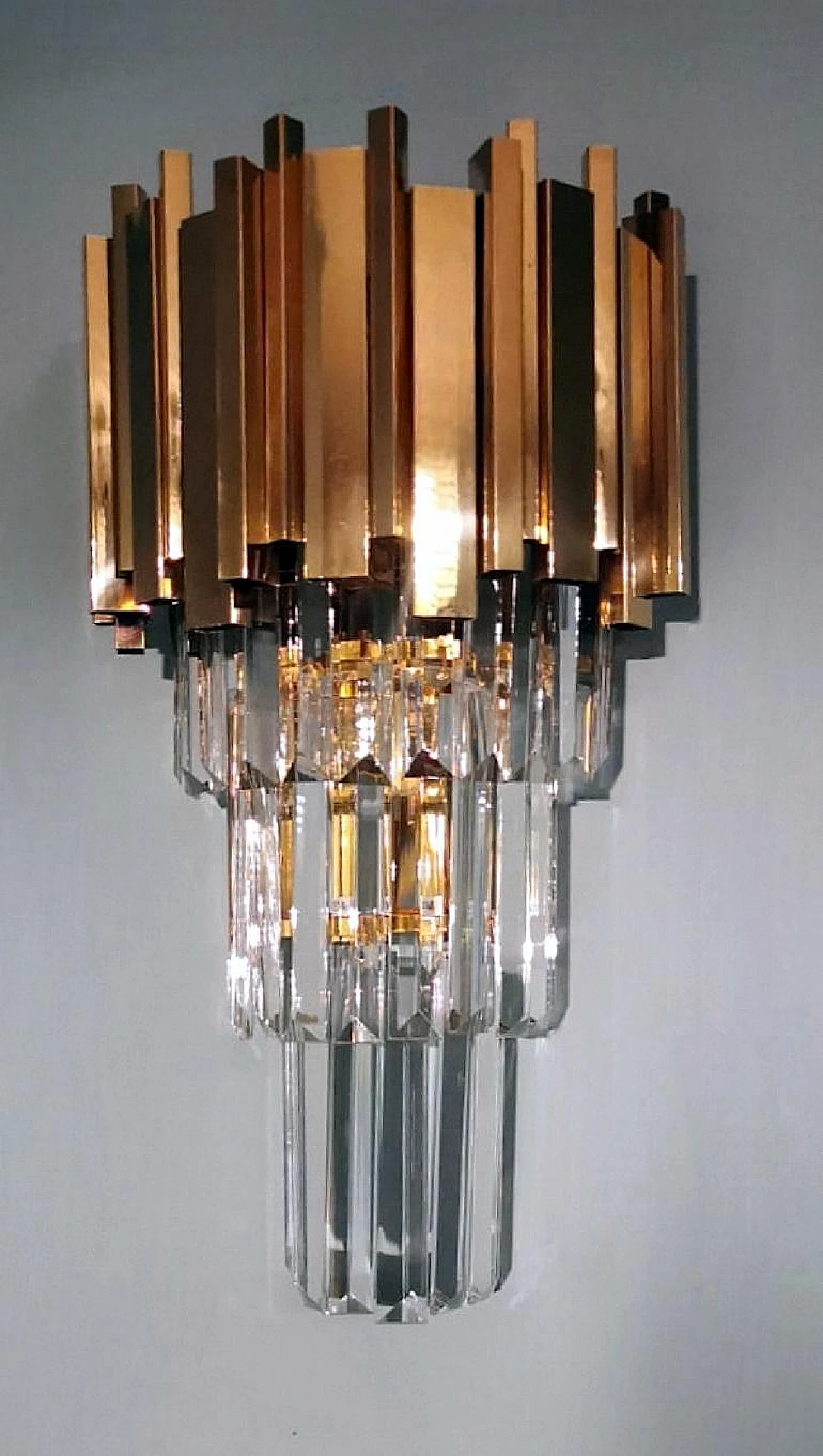 Venini style wall sconce in Murano glass and brass, late 20th century 3